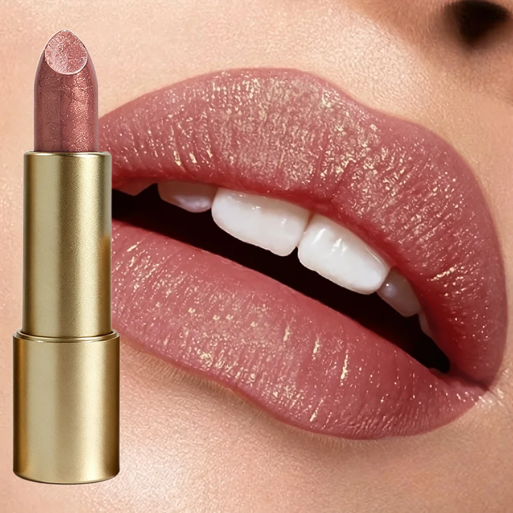 JUJU DREAM Shiny Lipstick Shimmer Metallic Lip Makeup Long Lasting Moisturizing Lipstick