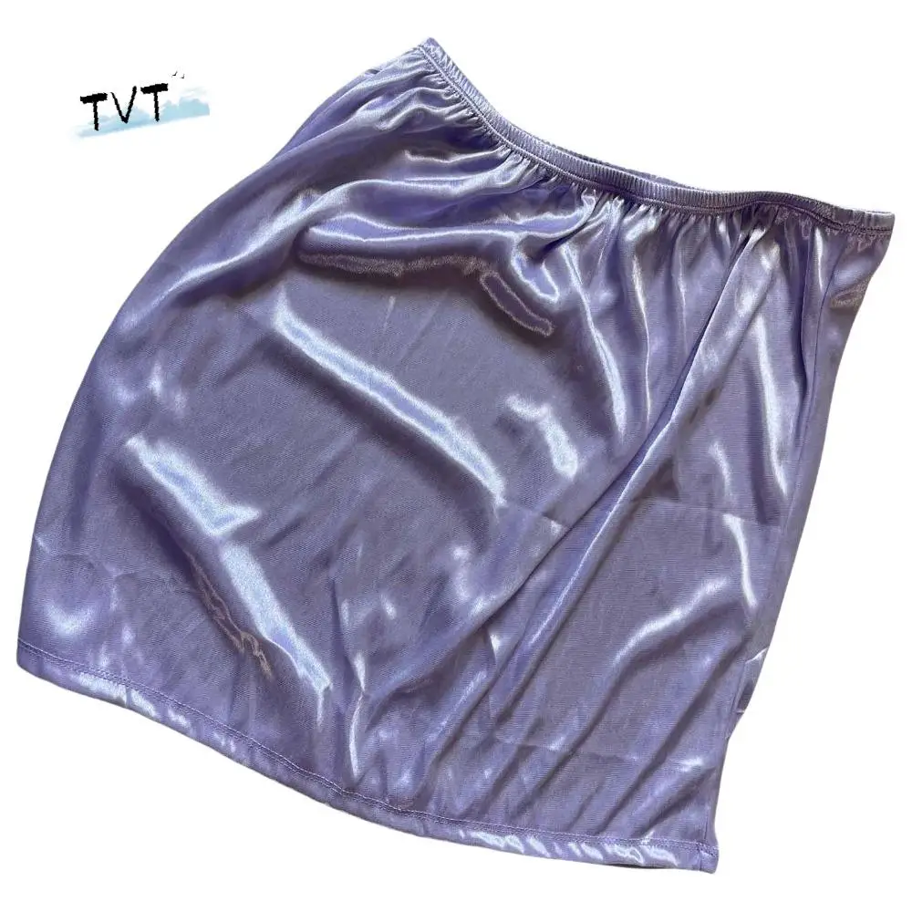 

Short Length Women Dress Underskirt Slips 40cm Skirt Accessories Half Slips Petticoat Imitation Silk Vestidos
