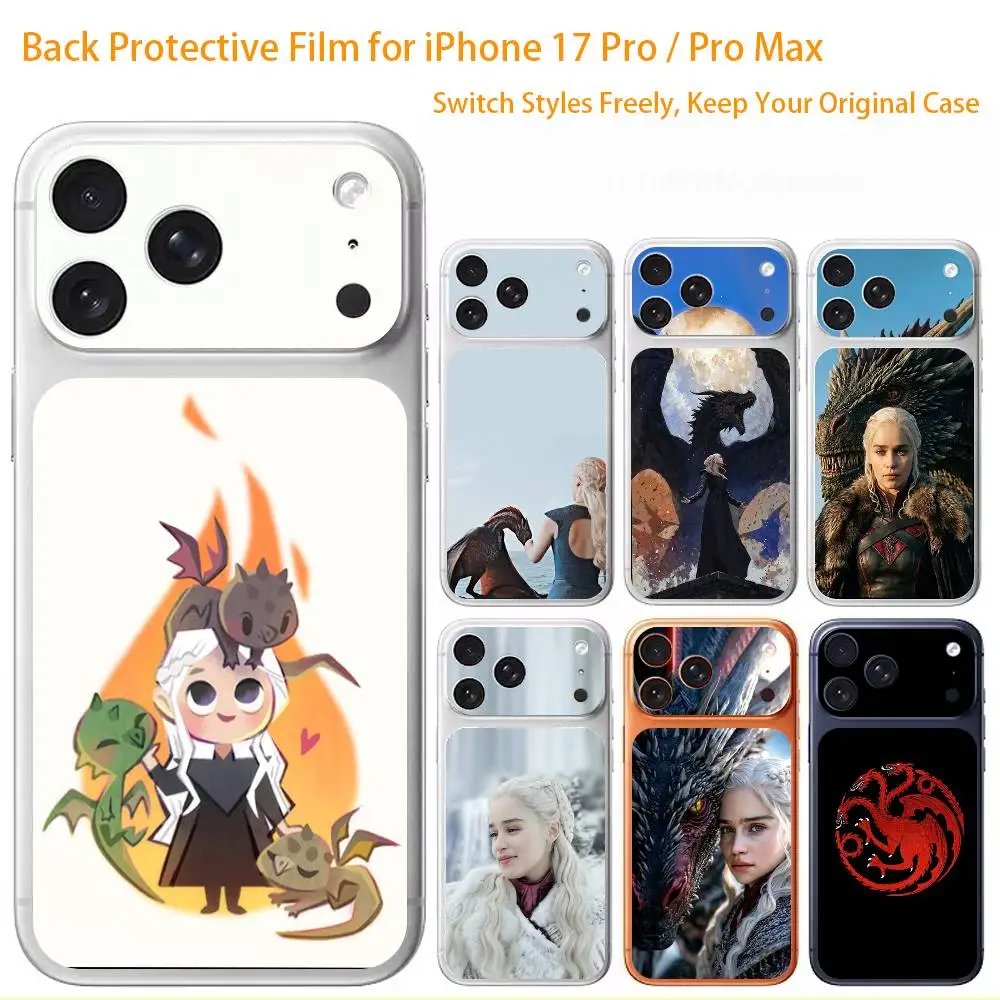 

G-Game TV of T-ThronesDragon Mother Premium Skin Wrap for iPhone 17 Pro/Max, Back Frame Camera Protective Decal (Not Case)