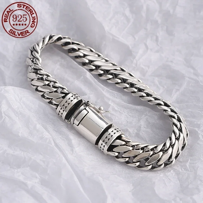 Great Sale 100%S925 Sterling Silver Punk Minimalist Bangle Width Silver Jewelry Certified jewelry gift for men and women