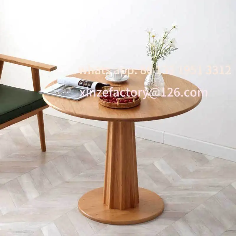 

Customizable wood simple casual round dining table living room