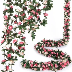250cm Peony Artificial Flowers Vine Wall Hanging 45pcs White Pink Fake Flowers Plants Vine for DIY Wedding Party Home Decoration