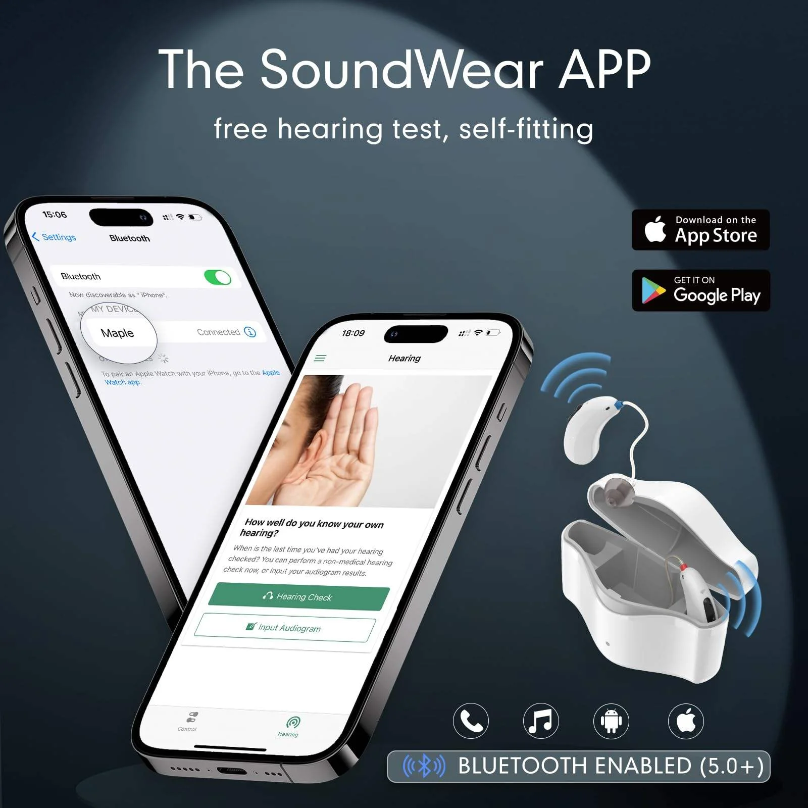 2025 Newest 16 Channels Digital Hearing Bluetooth APP Adaptive Fitting Five Volume Levels Comfortable