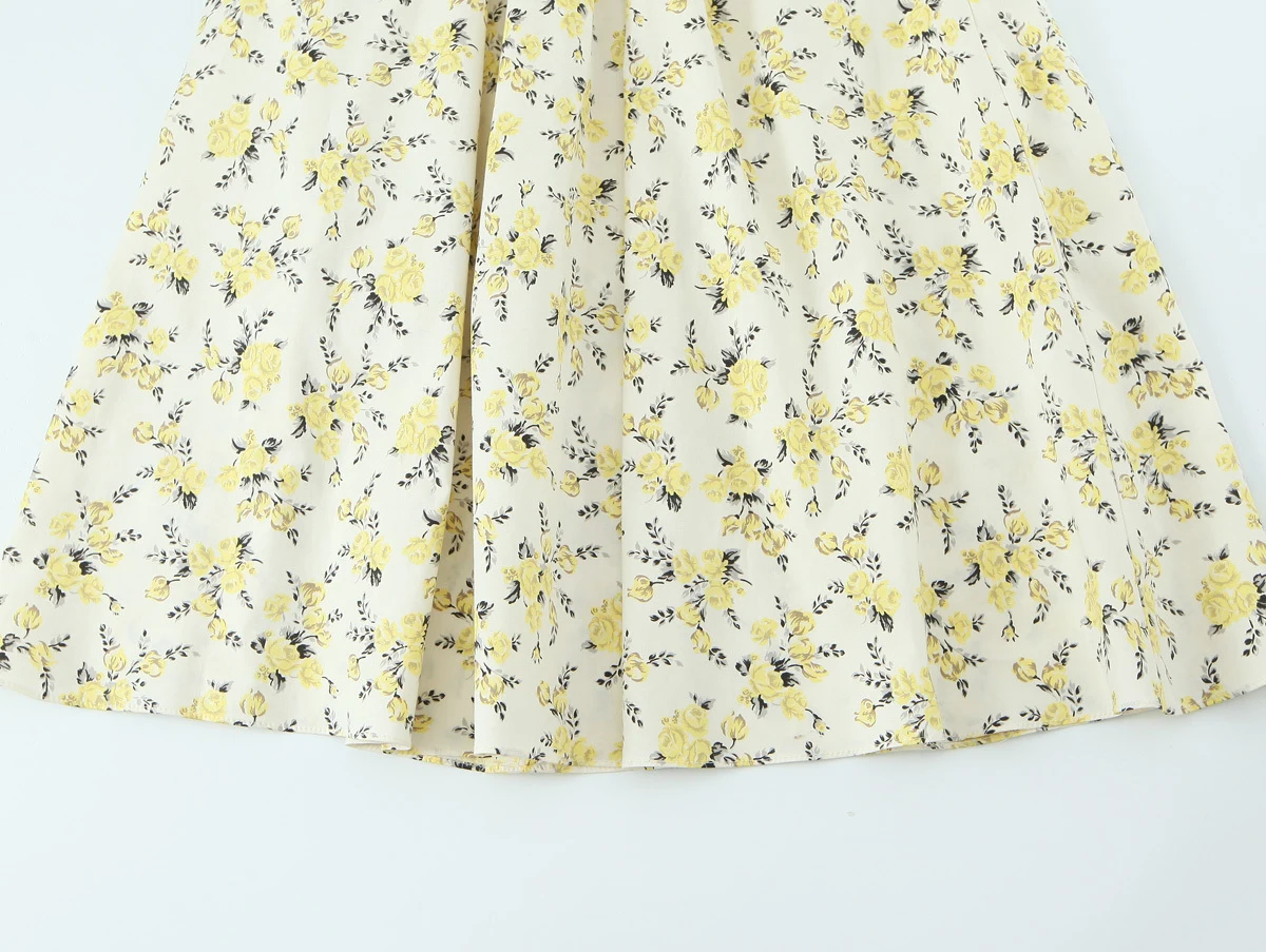 Zerains estilo coreano verão novo vestido feminino em camadas decoração em forma de coração gola flor impressão popeline midi vestido