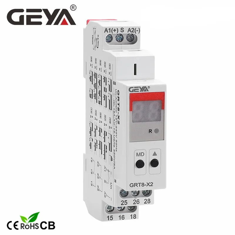 GEYA GRT8-X Digital Display Multifunction Timer Relay 16A with 20 Function Choices AC DC 12V 24V 220V 230V