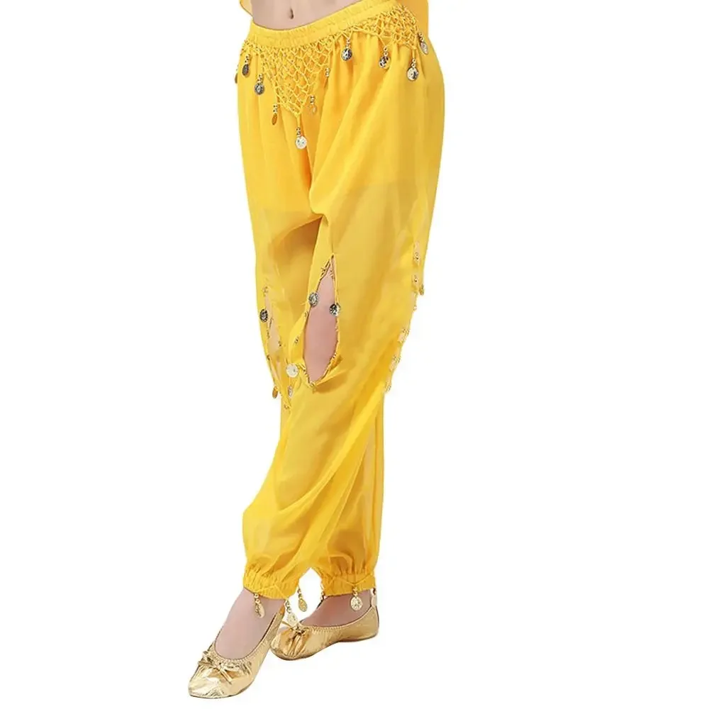 

1pcs Belly Dancing Trousers Women Chiffon Bloomers Shiny Sequins Tassels Dancing Pants Show Costumes