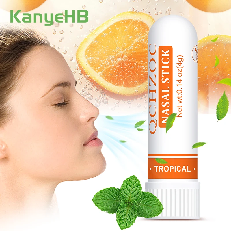 1pcs Mint Nasal Stick Strong Mint Aroma Refreshing Relax Dispel Fatigue Cool Mint Stick Rich Mint Orange Essential Oil F030