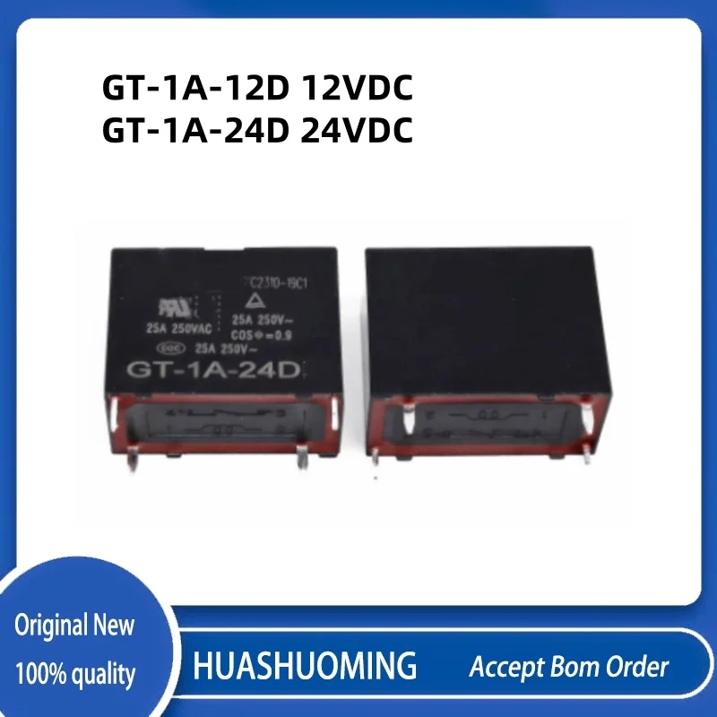 

10 шт./лот, новый GT-1A-12D 12 В постоянного тока GT-1A-24D 24 В постоянного тока 4 контакта 25 А постоянного тока 12 В 24 В