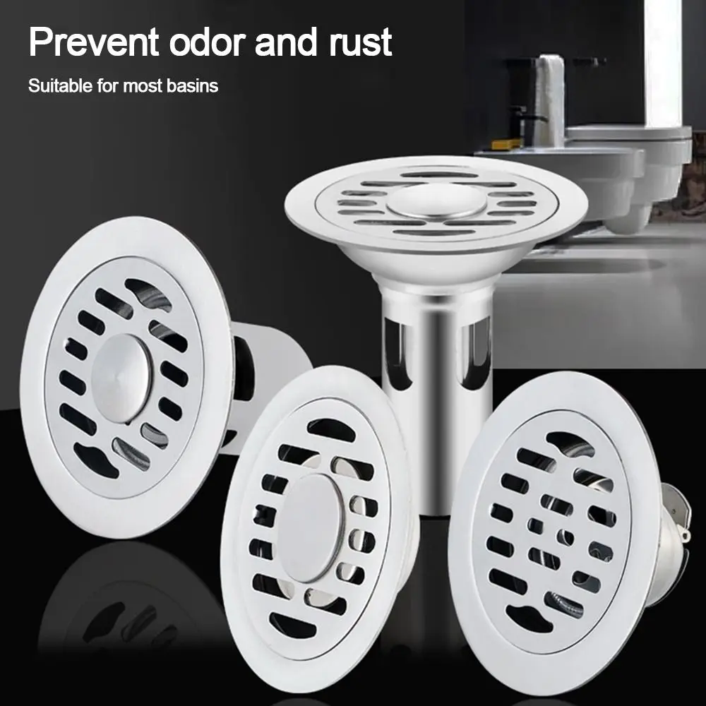 With Grid Grate Cover Shower Floor Drain Stainless Steel Backflow Preventer Sink Strainer Round Anti-odor