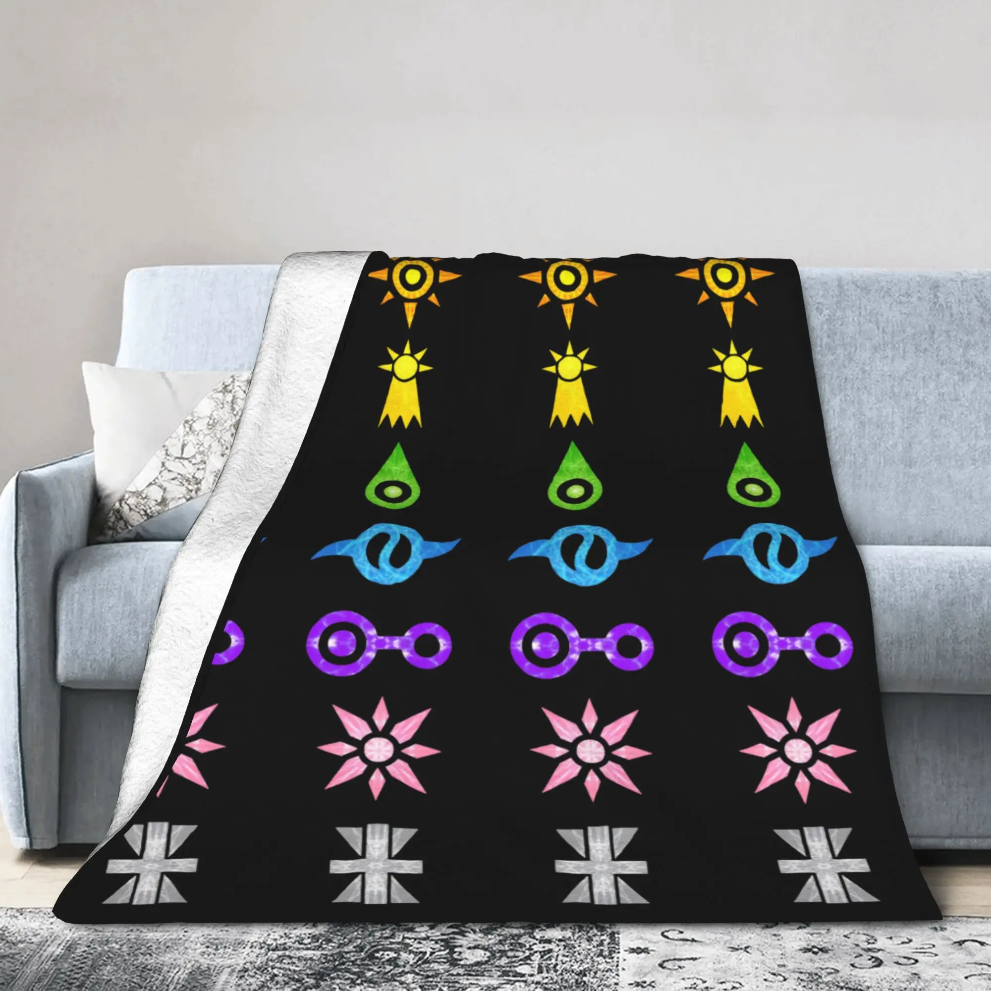 Digi Crests Blanket Digimon Nostalgic Anime Flannel Throw Blanket Summer Air Conditioning Personalised Soft Warm Bedspreads,