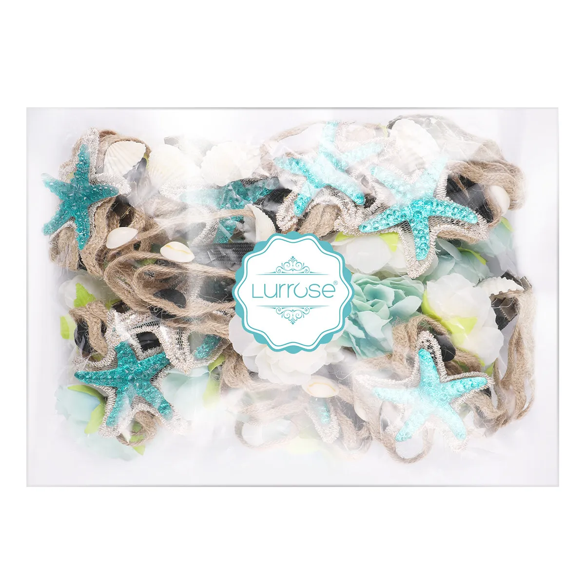 Flower Shell Beach Headband Strong Elastic Bridal Wedding Party Hair Accessory for 53 to 59 cm Head Girth