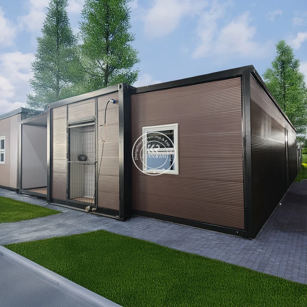 บ้านคอนเทนเนอร์พับสําเร็จรูปที่ขยายได้บ้านคอนเทนเนอร์เหล็กโมดูลาร์เคลื่อนที่ขนาด 20 ฟุตพร้อมห้องน้ํา