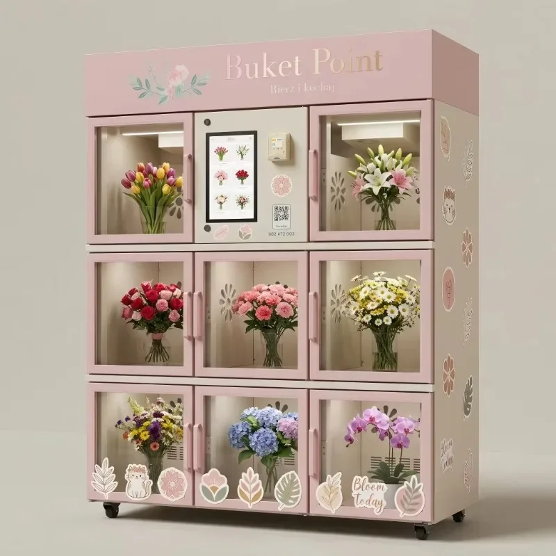 8 Door Individual Compartments Flower Vending Machine Lockers/Small Business Ideas Vending Machine for Flowers