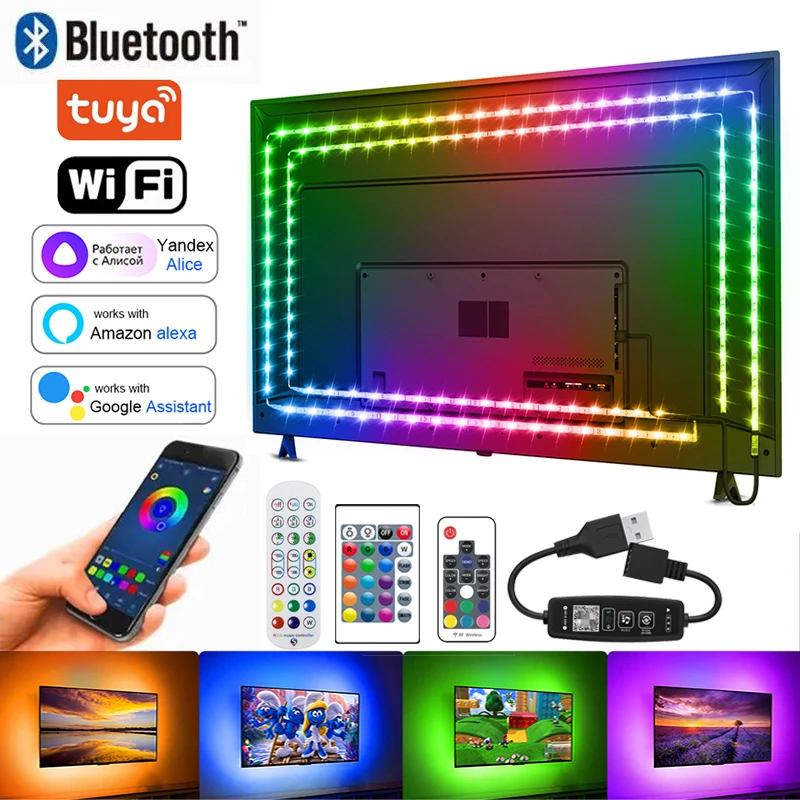 

RGB Led Lights For Tv BackLight RGB Led Strip Light Bluetooh Wifi Alexa USB 5V 5050 5M RGB Led Light Strips 5V RGB Led Tape