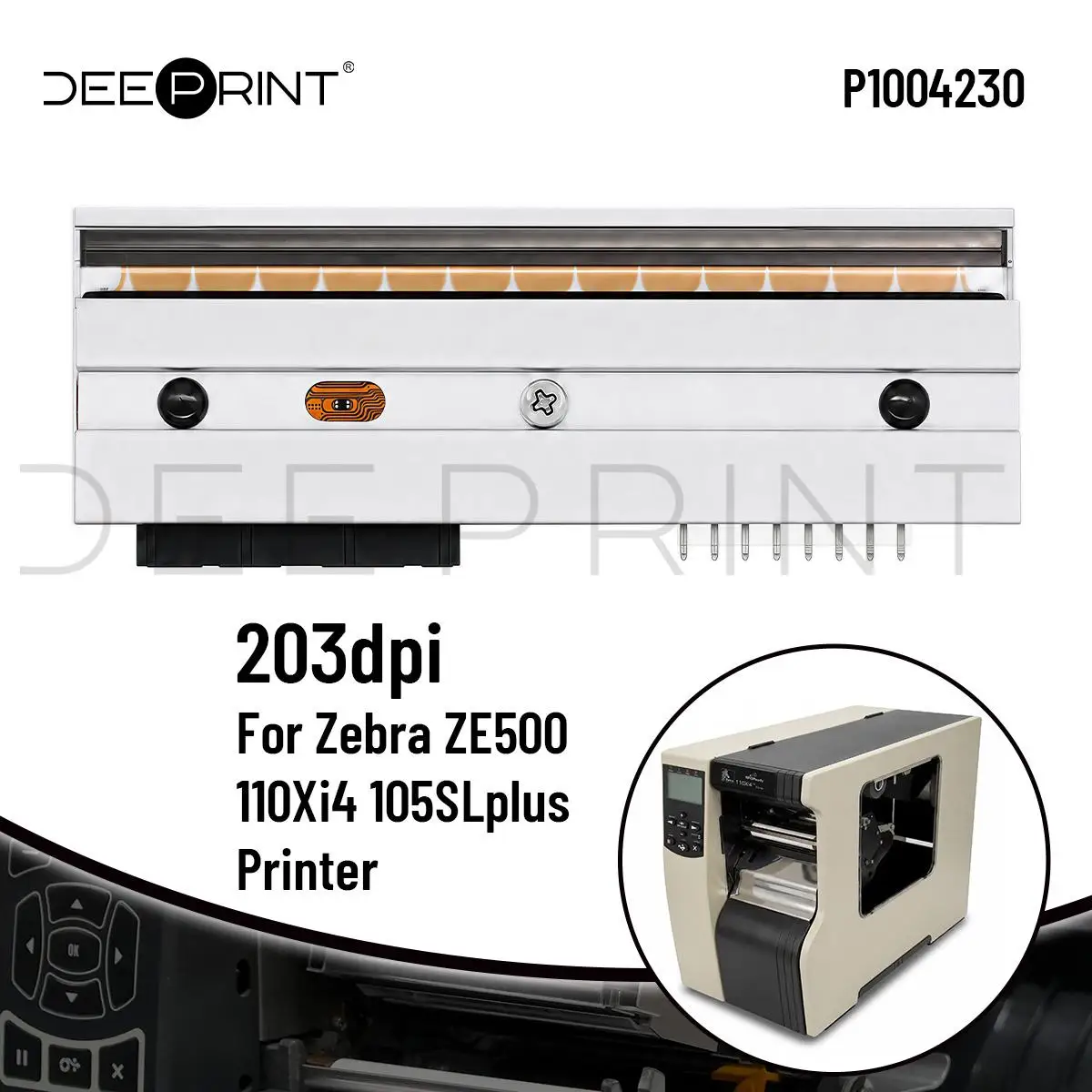 P1004230 203DPI Thermal Printhead for Zebra 110XI4 ZE500-4 105SL Plus Barcode Label Printer Print Head | 3-Month Warranty
