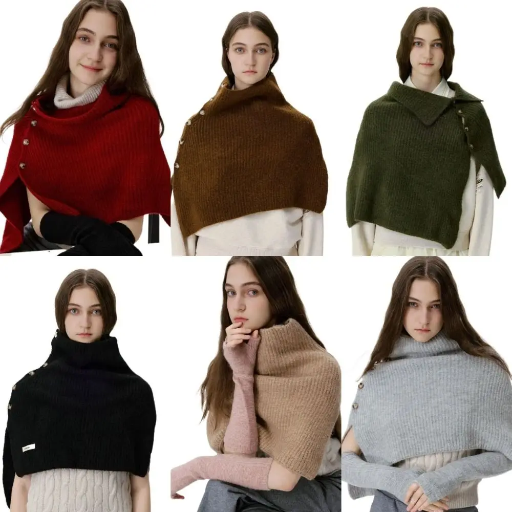 

Шерстяная вязаная шаль большого размера в корейском стиле, шаль на плечах на пуговицах, высокое качество, универсальный дизайн, женская верхняя одежда с запахом