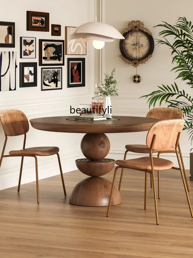 Solid Wood Simplicity Geometric Dining Table Designed by a Maestro Restaurant Small Apartment Round Table 1.2 M Dining Table