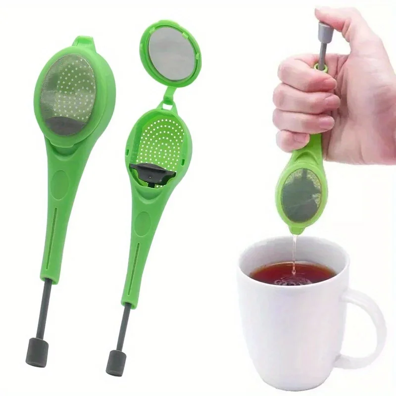 Plastic Tea & Coffee Infuser with Weighted Sinker, Reusable Rotating Steeping Filter for Rich Flavor, Tea Strainer Measuring Cup