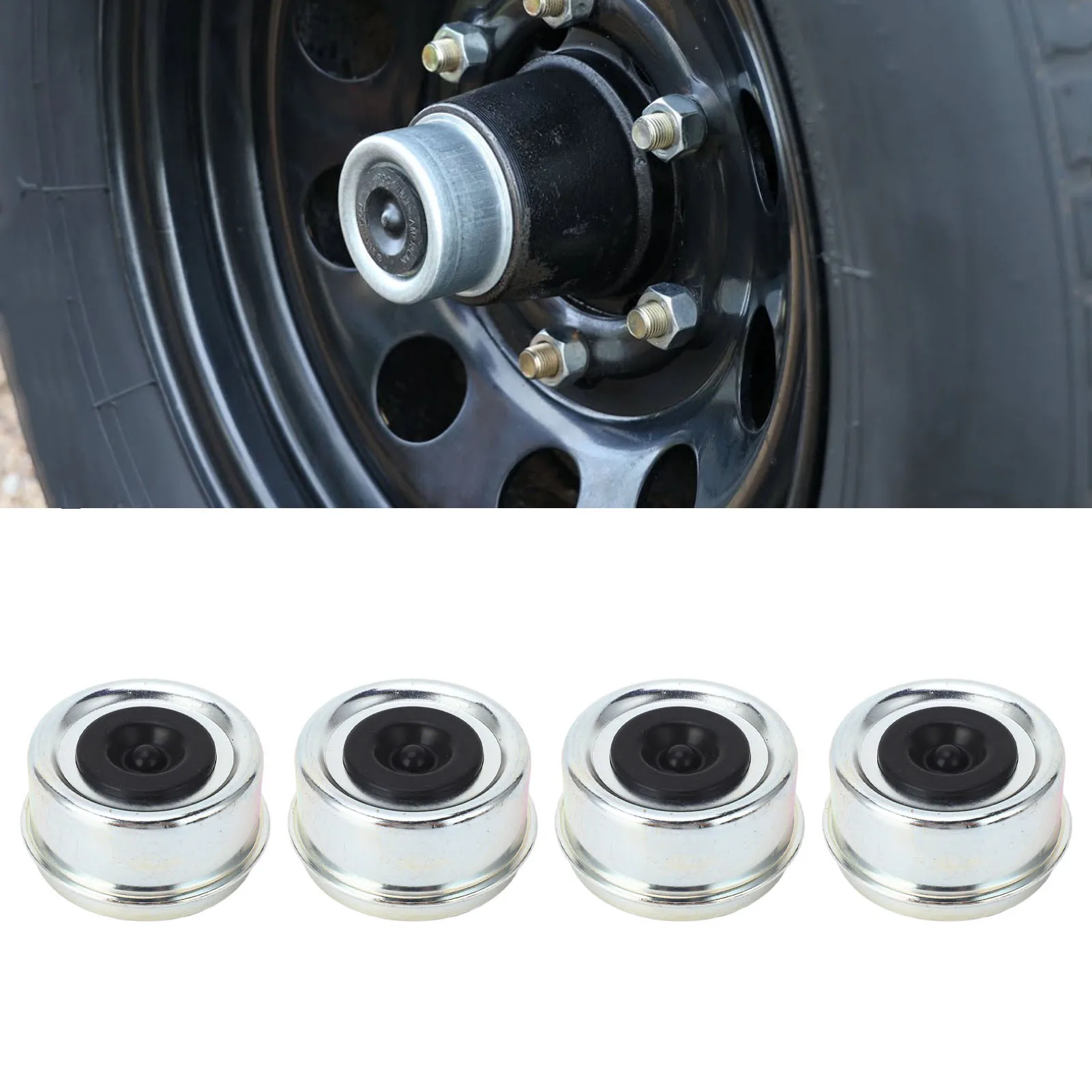 

4PCS Trailer Bearing Dust Cap 62mmx36mm Trailer Axle Grease Cap with Rubber Stopper for 7000 to 8000lb Bearing