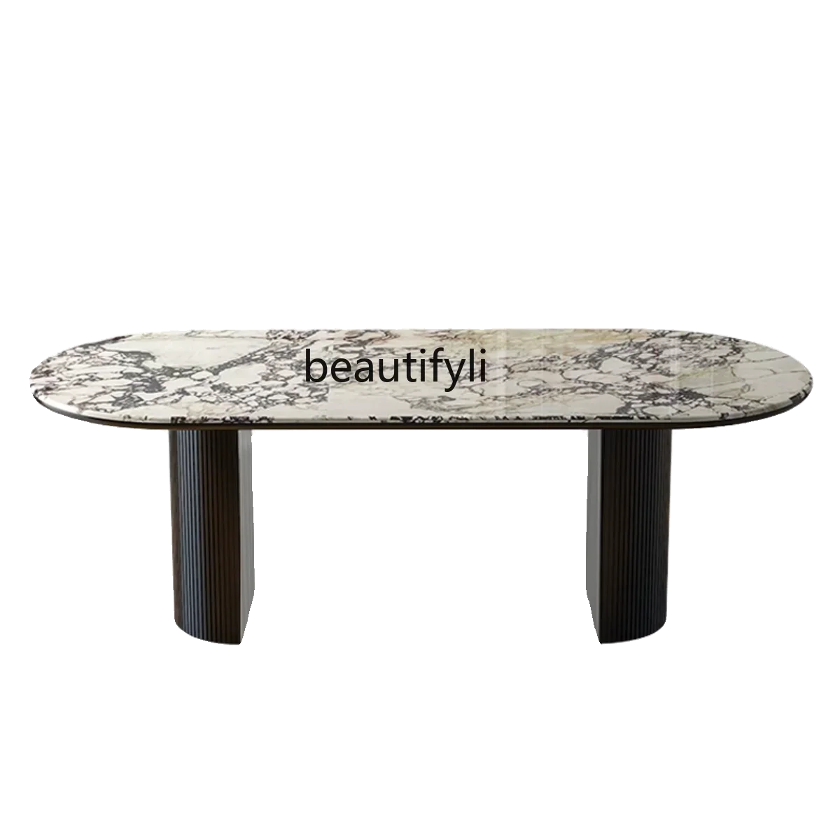 xz1Marble dining table French luxury stone retro rock slab, household oval solid wood table