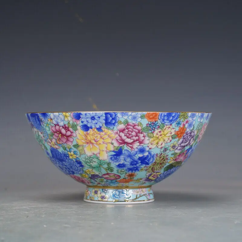 6.3" Collection Chinese Famille Rose Porcelain Ten Thousand Flower Bowl