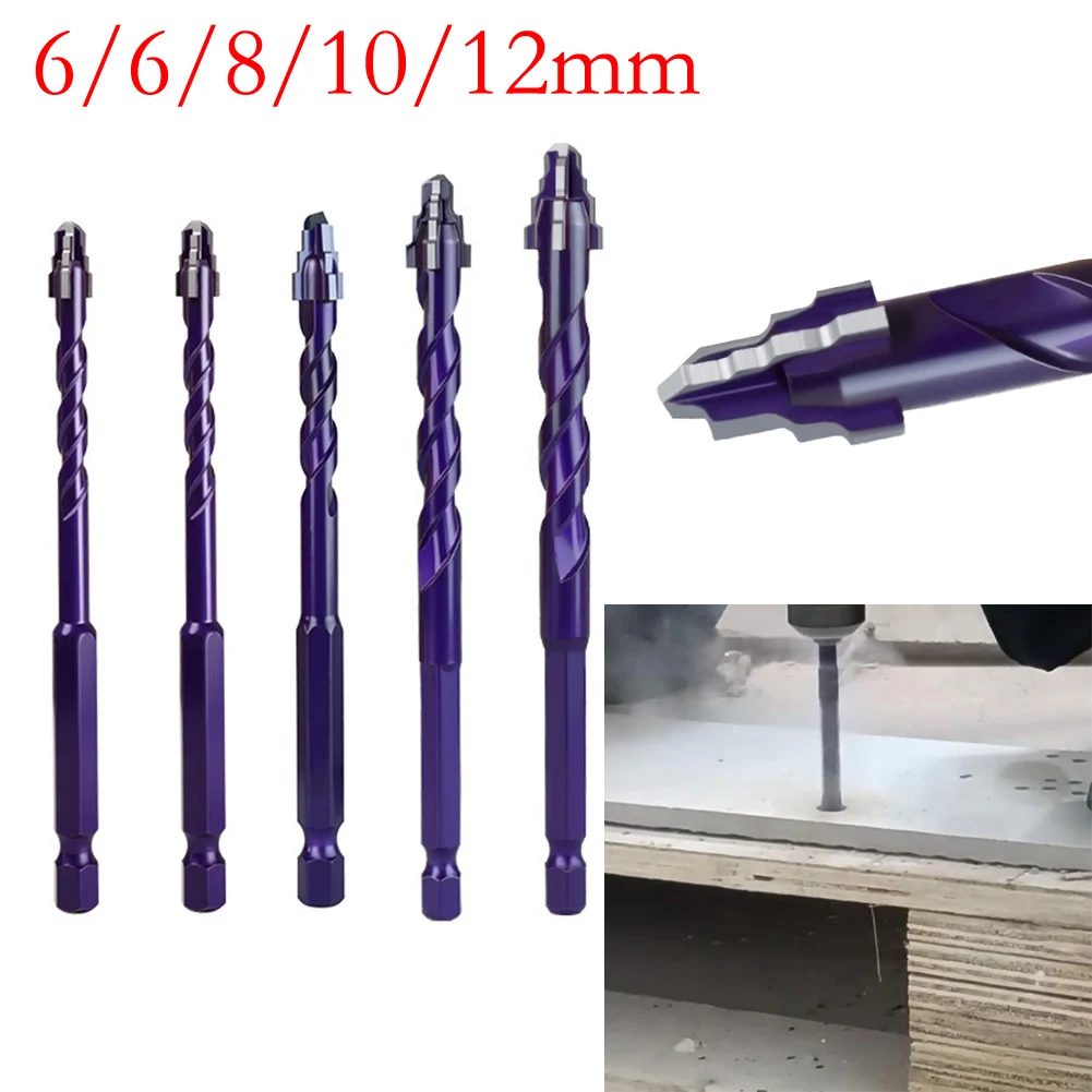 

Набор из 5 трехгранных эксцентриковых сверл с четырьмя флейтами для прецизионного пробивания стеклянной плитки, сверления с размером 6, 6, 8, 10, 12 мм, высокая скорость
