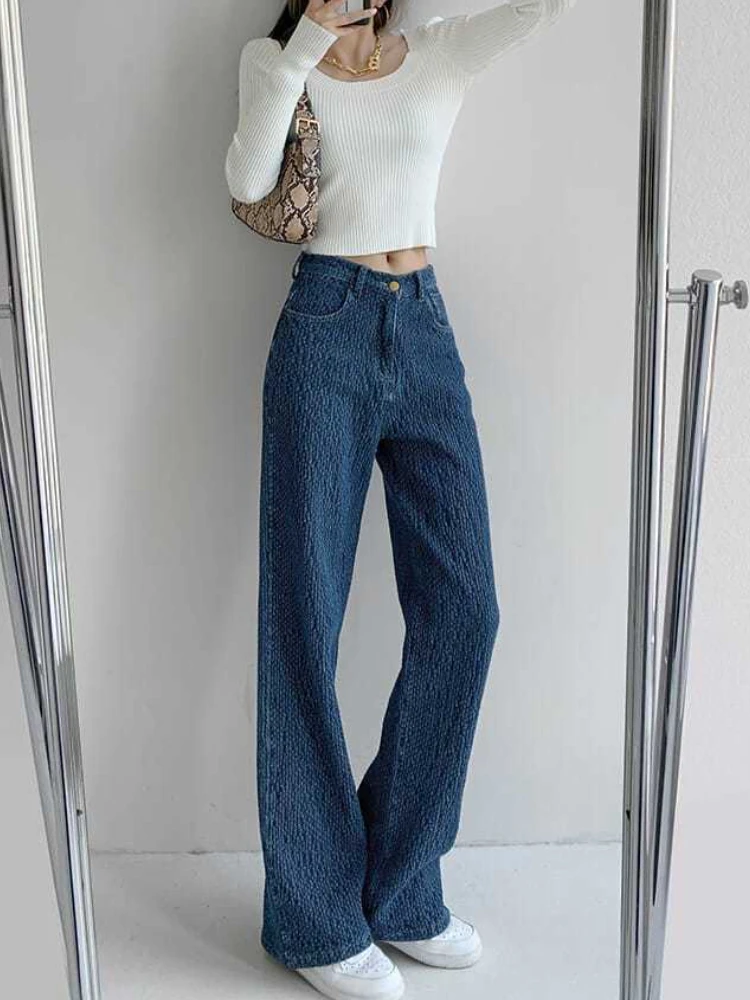 Wide Leg Jeans Women Loose Design Personality Streetwear Denim Trousers Leisure All-match Korean Style Ladies Empire Popular New