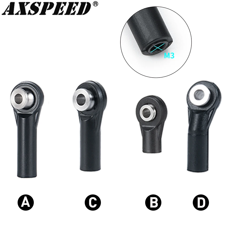 

AXSPEED 10PCS M3 Ball Joint Link Bar Rod Plastic Ball Head Tie Rod End for 1/10 Axial SCX10 90046 D90 TRX4 TRX6 Parts