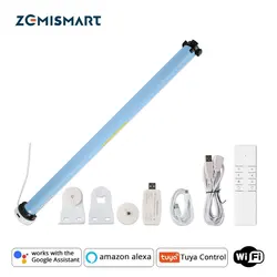 Zemismart Tuya WiFi Rechargeable Electric Curtain Engine for 37 38mm Tube Smart Roller Shade Blinds Motor Smart Life App Control