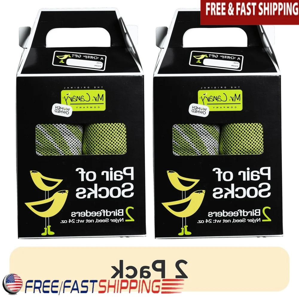 

2 Pack Thistle Sock Feeders Nyjer Seed Small Bird Feeder Easy Hang Playful Colorful Design Great Gift Item Finches Outdoors
