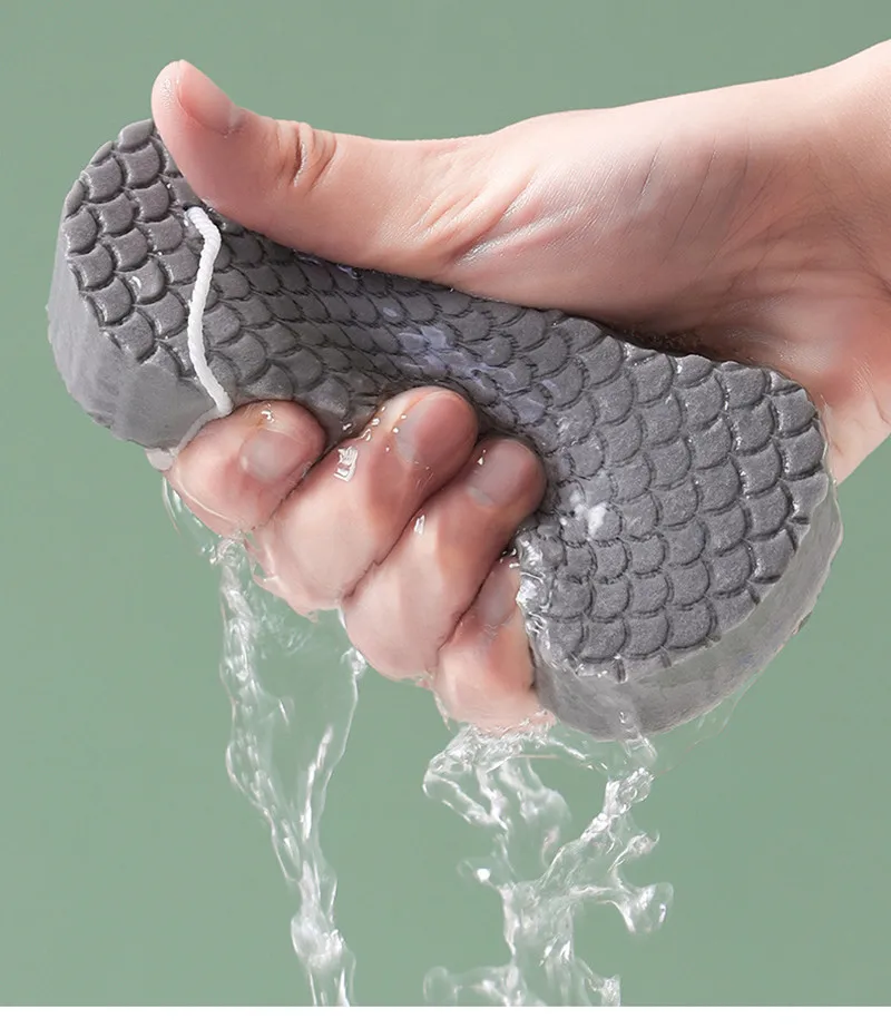 3D Fish Scale Baby Sponge Bath Liner Soft Scrubber for Infant Skin Friendly Bathing Tool view 2