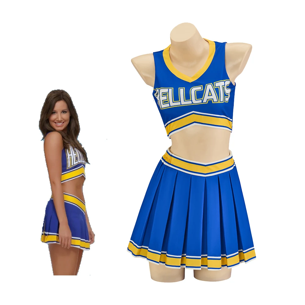 

Hellcats Cheerleader Uniform Marti Perkins Cosplay Outfit Sleeveless Crop Top Mini Skirt Set High School Cheerleading Costume