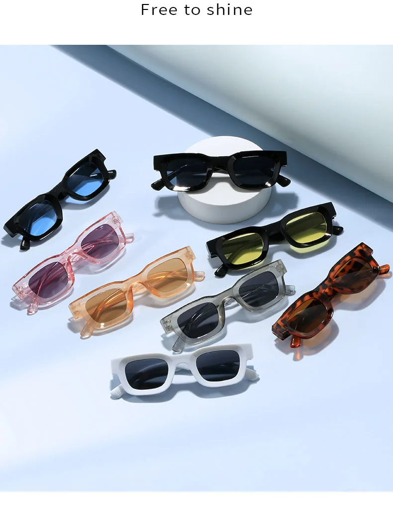 Kleine Sonnenbrille, rechteckig, dicker Rahmen, quadratische Sonnenbrille, Herren, Schwarz, Blau, Damen-Sonnenschutz, Uv400, Unisex – Detail 2