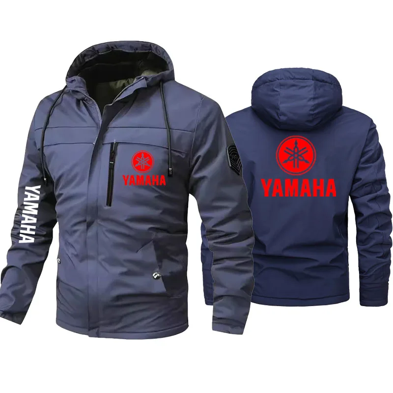2026 yamaha logo outdoor sports hooded plain down jacket, windproof and waterproof with multiple pockets, suitable for spring an