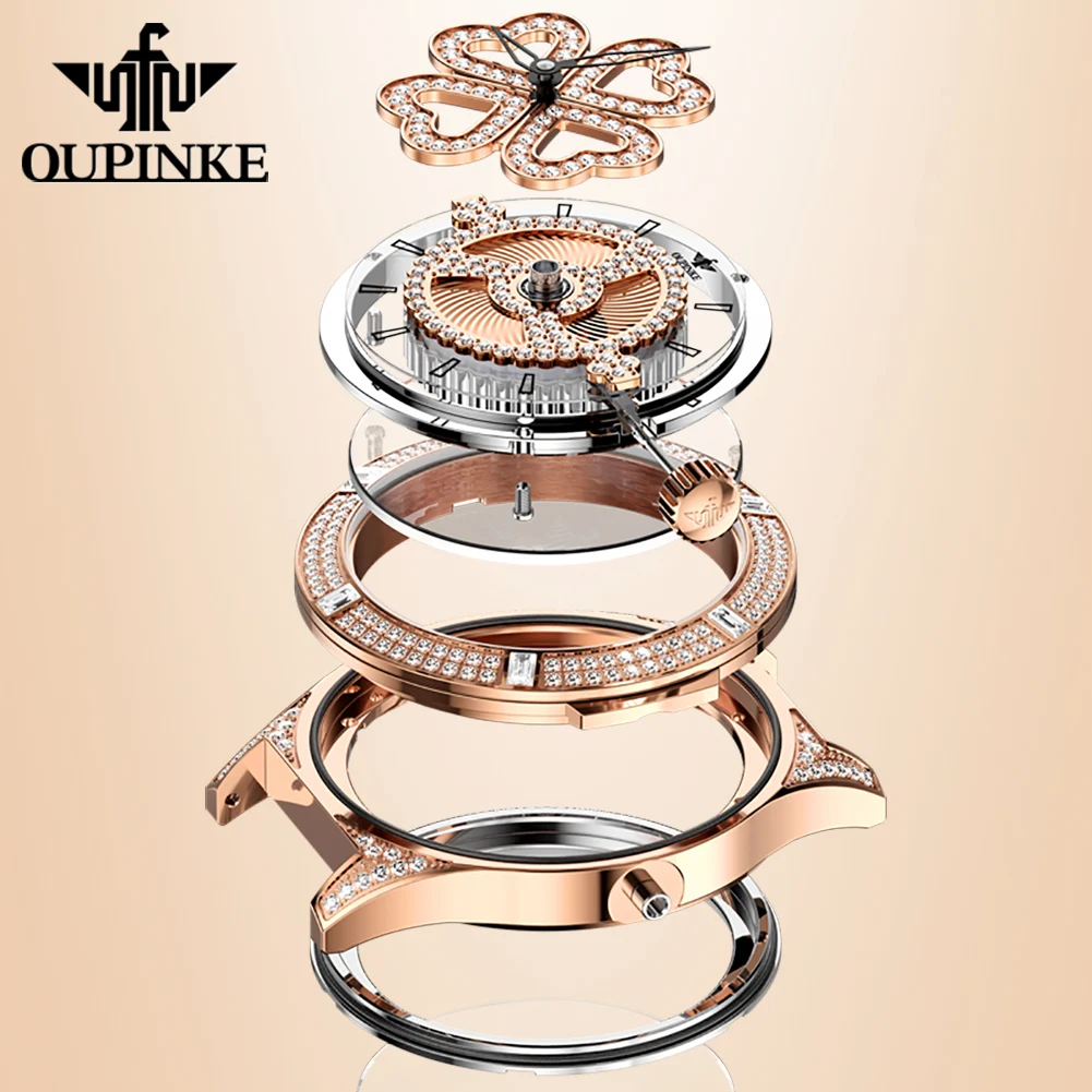 OUPINKE 3279 Women Watch Waterproof Elegant Ceramic Lucky Luxury Brand Automatic Mechanical Watch Swiss Movement Women Watch