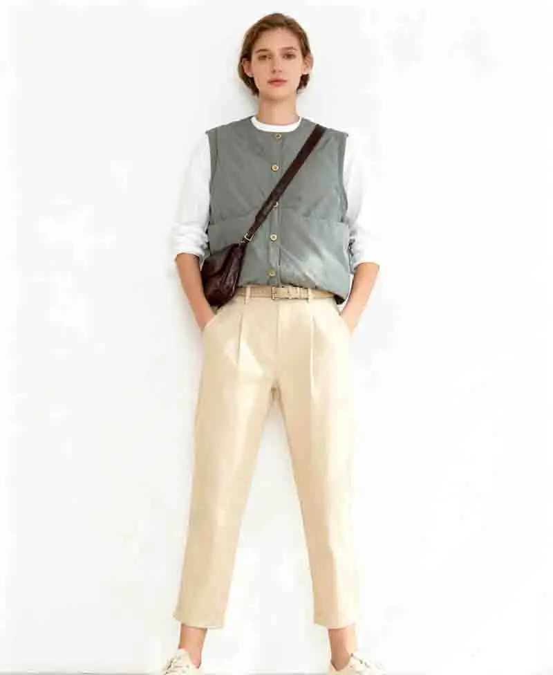 

Жилеты Жилеты Тонкий женский жилет Женский топ Осенний кожаный регулируемый деловой байкер для езды Прочный заклепки Пряжка без рукавов