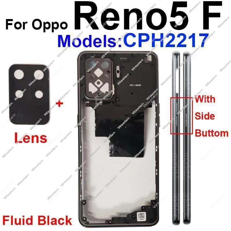 For OPPO Reno 5 5K 5F 5Z 5G Middle Housing Frame Cover Chassis with Lens Frame Replacement