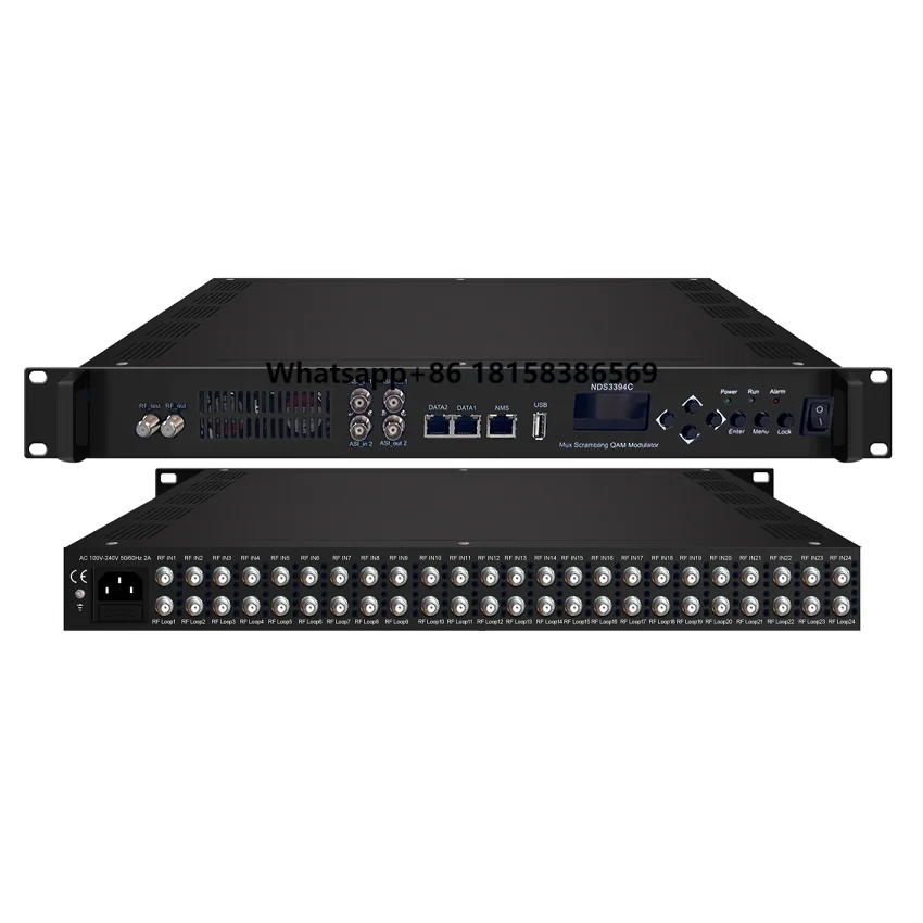 

Newest 3394C-V3 Digital Head-end Tuner for DVB-S/S2/S2X DVB-C/T/T2/ISDB-T 16-carrier Modulator 24/16 FTA to 16 Frequencies