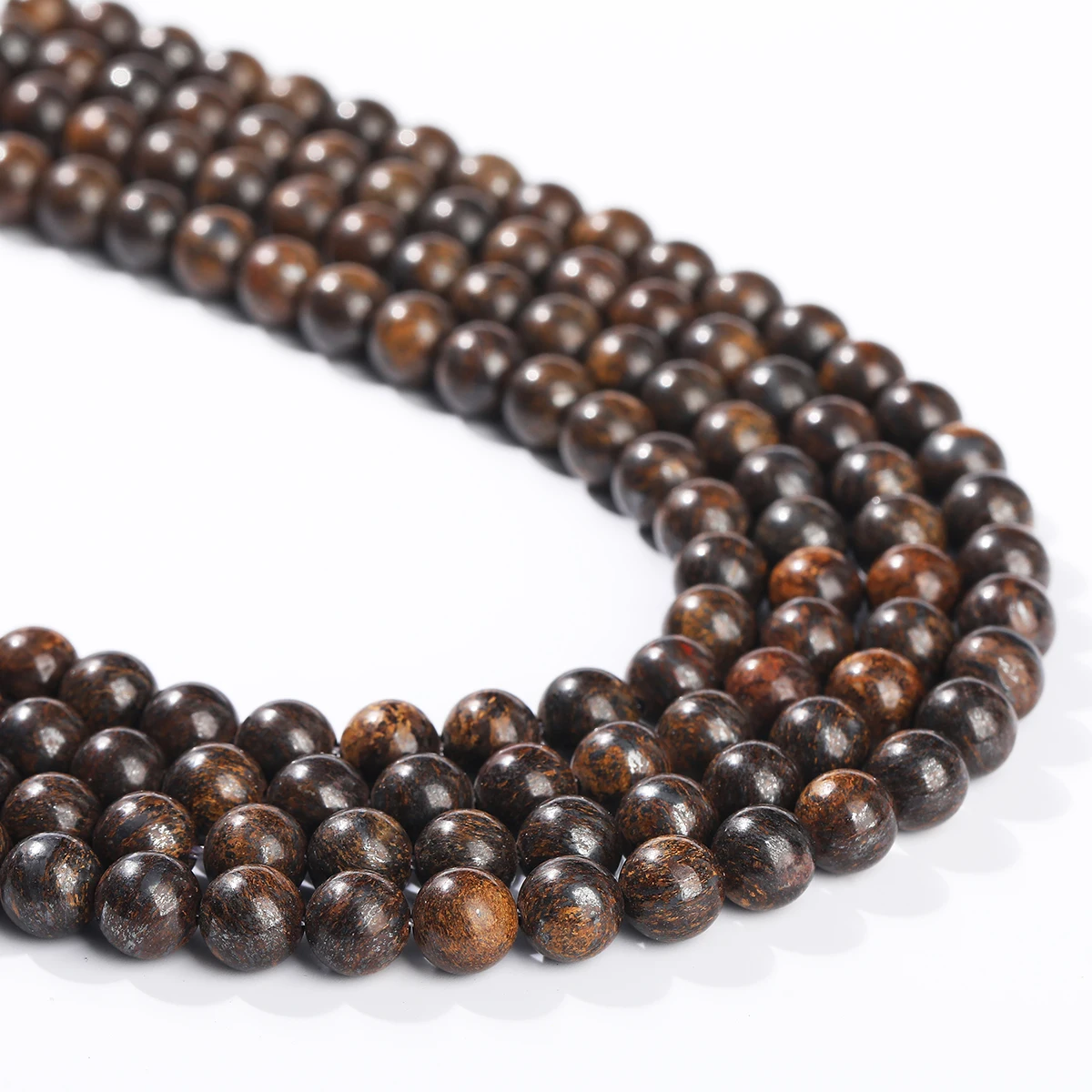4 6 8 10mm Natural Bronze Stone Beads Round Loose Spacer Speical Bead for Jewerly Making DIY Bracelets Necklaces Accessories