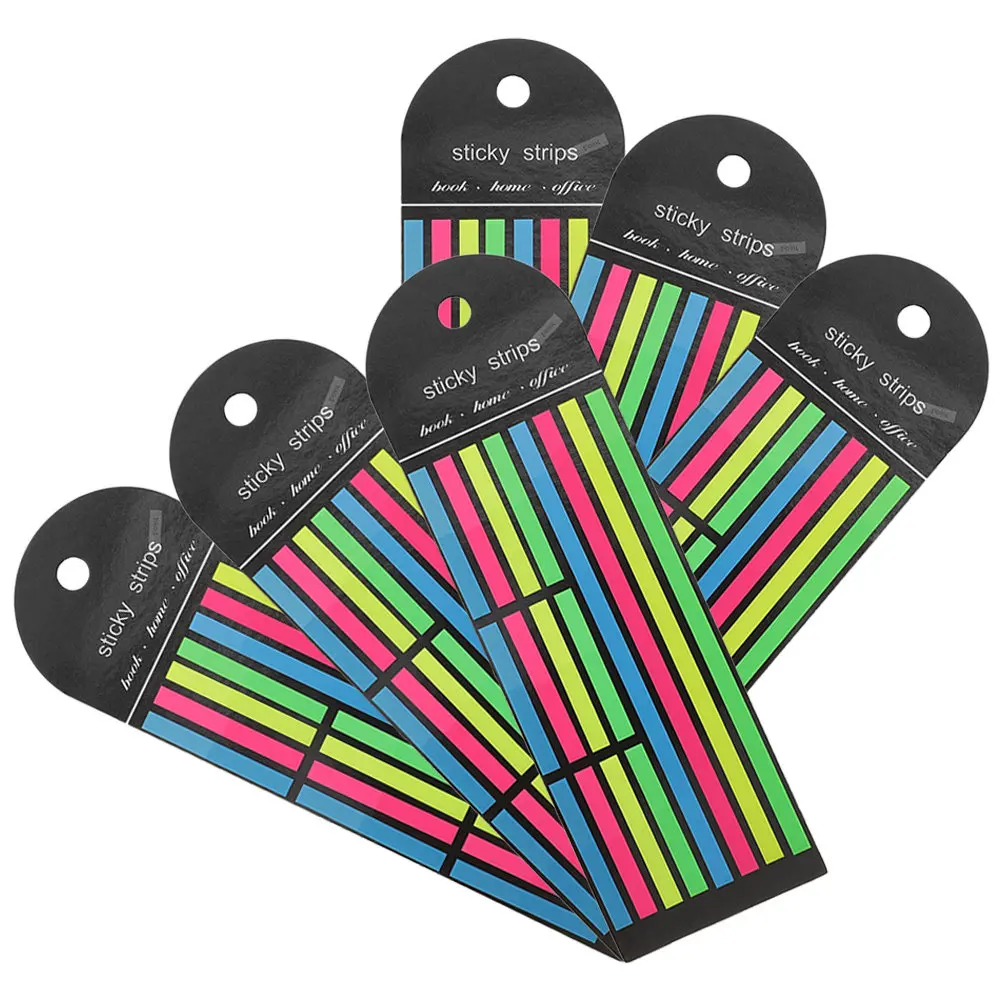 6Pcs Fluorescent Reading Strips Transparent Colored Highlighter Tape for Annotating Books Notes Sentence Marking Portable Study