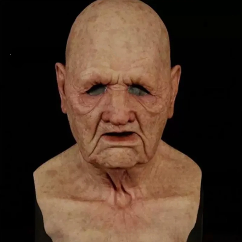 محاكاة سيليكون شخصية الرجل العجوز قناع أصلع الجد أقنعة معالج الشعر الأبيض الجدة أغطية الرأس هالوين Coaplyay الدعائم #2