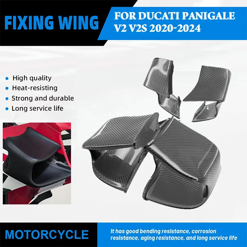 For DUCATI Panigale V2 V2S 2020-2024 Carbon Fiber Motorcycle Front Aerodynamic Fixed Wing Spoiler Fairing Winglets Wing aileron