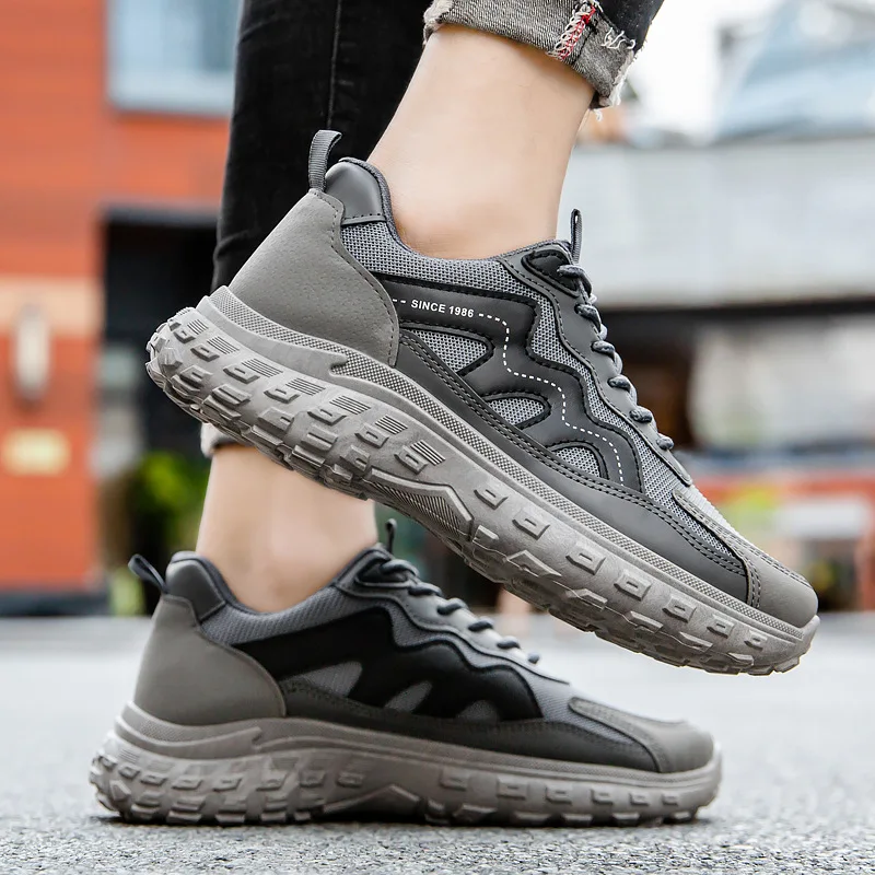 Oulylan High Quality Men's Sports Shoes Mesh Breathable RunShoes Thick Soft Soled Antislip Sneakers Pure Color Athletic Footwear