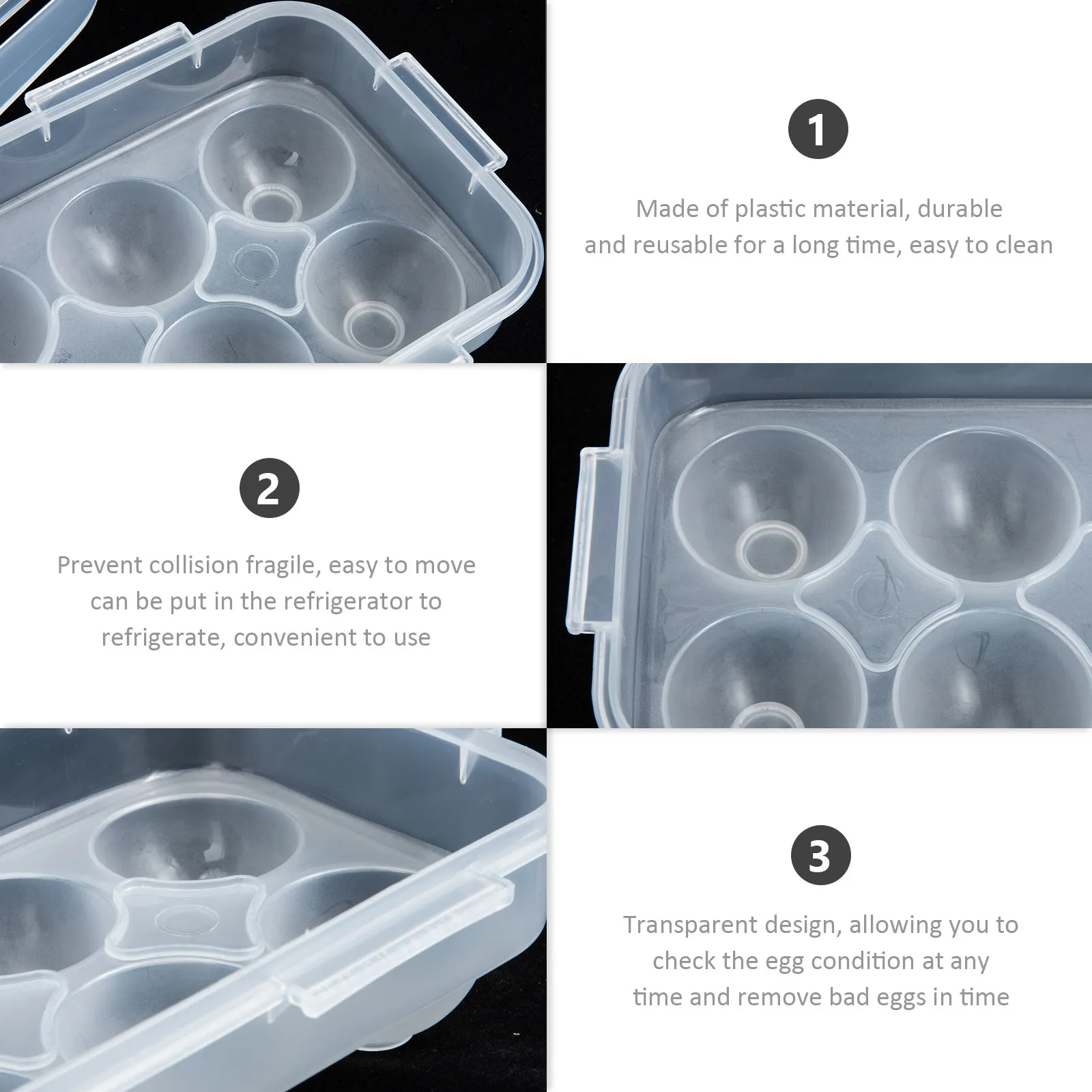 Egg Container Plastic Clear Large Capacity Egg Storage Box for Refrigerator Portable Anti Collision Fresh Keeping Organizer