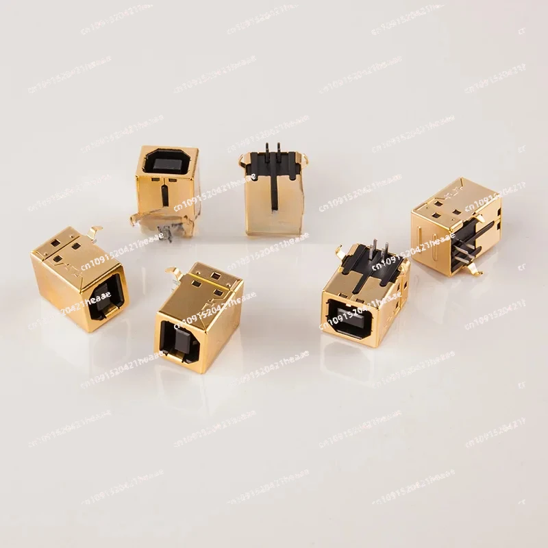 Suitable forGold Plated USB / 2.0 connector B female seat 90 degree plug-in plate gold  female seat printer interface10of them
