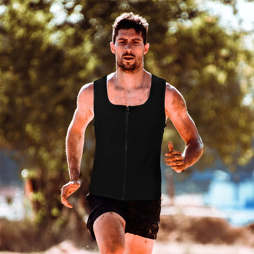 

Men's Zip Waist Trainer Compression Vest Sweat Shirt for Fitness Running Gym Workout Fat Burning Sweat Vest for Men