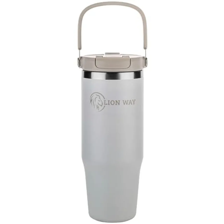 

FlexiVibe 32 oz Insulated Tumbler - Sandy Veil ⏐ Stainless Steel, Handle and Straw, Leak-Proof, Hot 12hrs and Cold 24hrs, Cup-H