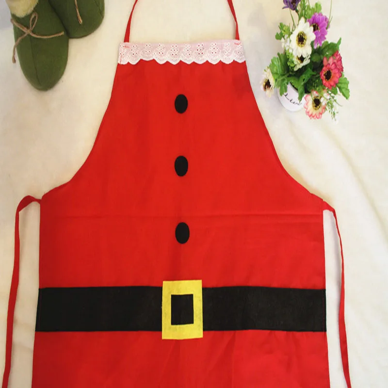 Red Merry Christmas Apron Christmas Apron and Hat Set for Women Girls Cake Kitchen Cook Apron for Mother\'s New Year Gift Unisex