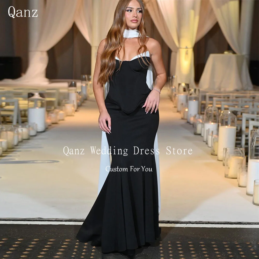 

Qanz vintage Satin Prom Dresses Mermaid Evening Dresses Woman For Wedding Party Corset Back Robes De Soirée Customized