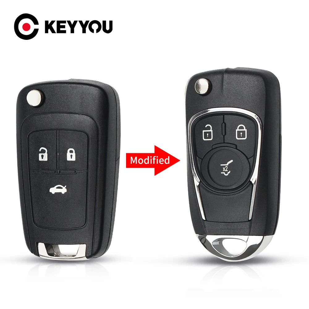 

KEYYOU 2/3/45B Modified Flip Car Key Shell For Chevrolet Cruze Epica Lova Camaro Fit Buick Opel Vauxhall Insignia Astra Fob Case